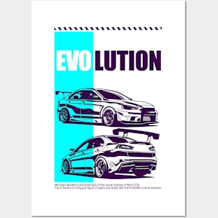 Lancer Evo X Cyan Purple Posters and Art